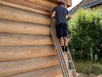 Die letzte Hauswand wird gestrichen - gemeinsam geht es schneller